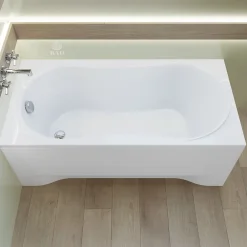 Baignoire D'Angle|Badland Baignoire rectangulaire 120 x 75 GRACJA acrylique blanc + avec Tablier + Pieds + Vidage à chromé