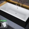 Baignoire Droite|Besco Baignoire rectangulaire - avec Tablier Noir Mat et Repose Tête OFFERT - QUADRO - 190 x 90 cm