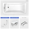 Besco Baignoire rectangulaire - 160 x 70 cm - avec Habillage - Pieds - Vidage Chrome - OPTIMA