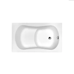Besco Baignoire rectangulaire - 120 x 70 cm - avec Habillage Polystyrène - Pieds - Poignées - Vidage Chrome - ARIA REHAB