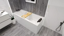 Baignoire D'Angle|Badland Baignoire rectangulaire 150 x 70 MODERN acrylique blanc, sans Habillage + Repose Tête + Pieds + Vidage à chromé