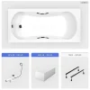 Besco Baignoire rectangulaire - 140 x 70 cm - avec Tablier Blanc - Pieds - Poignées - Vidage Chrome - ARIA PLUS