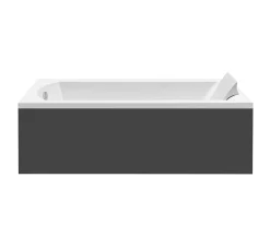 Baignoire Droite|Besco Baignoire rectangulaire + tablier noir + repose tête - SHEA - 170 x 70 cm