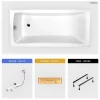Besco Baignoire rectangulaire - 160 x 70 cm - sans Habillage - avec Pieds - Étagère bambou - Vidage Chrome - OPTIMA