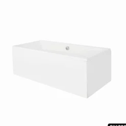 Baignoire Droite|Besco Baignoire rectangulaire - avec Tablier Blanc et Repose Tête OFFERT - QUADRO - 180 x 80 cm