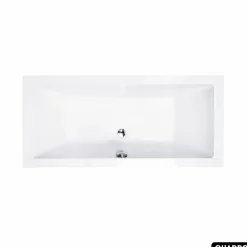 Baignoire Droite|Besco Baignoire rectangulaire - avec Tablier Blanc et Repose Tête OFFERT - QUADRO - 180 x 80 cm