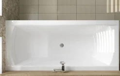 Baignoire D'Angle|Badland Baignoire rectangulaire 190 x 90 INES acrylique blanc + Habillage en polystyrène + Pieds + Vidage à chromé