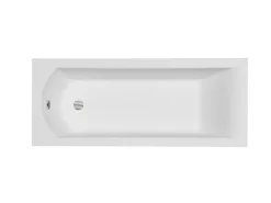 Baignoire Droite|Besco Baignoire rectangulaire + tablier blanc + repose tête - SHEA - 170 x 70 cm