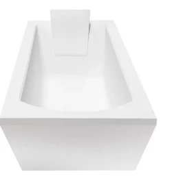 Baignoire Droite|Besco Baignoire rectangulaire + tablier blanc + repose tête - SHEA - 170 x 70 cm