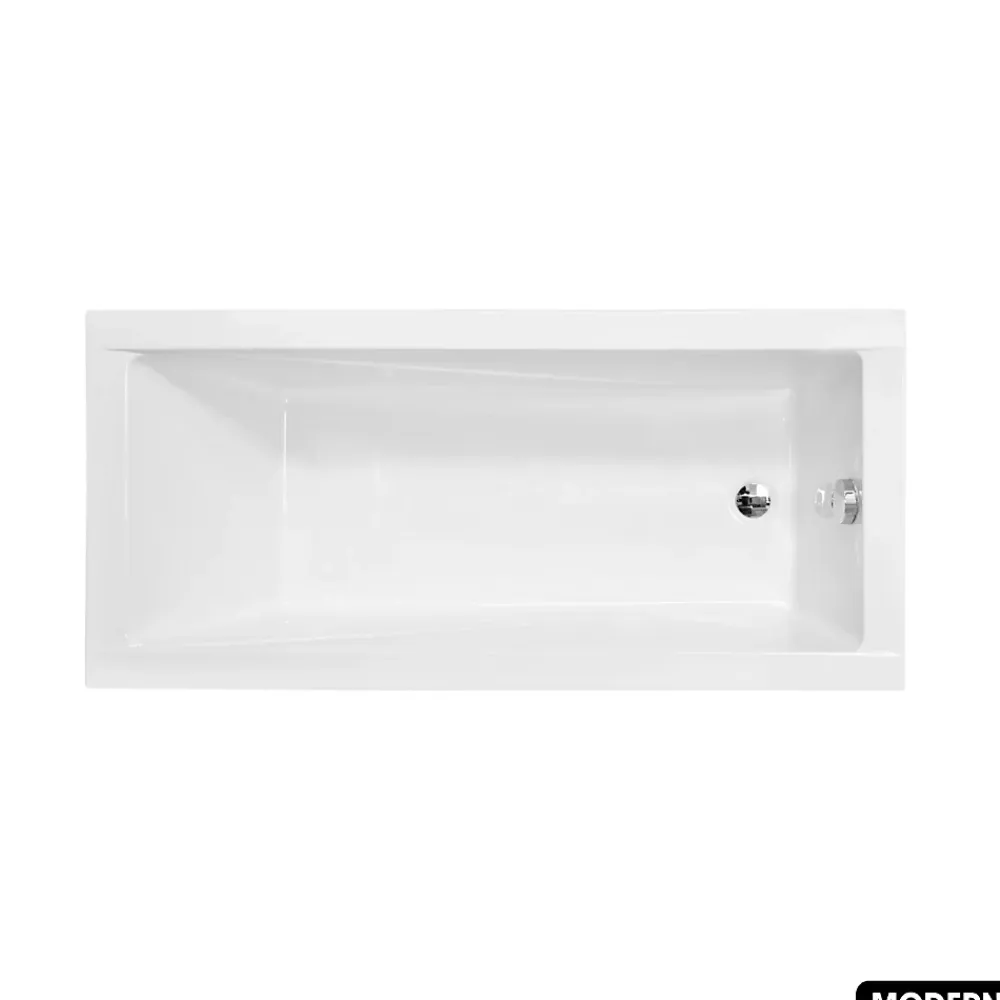 Baignoire Droite|Besco Baignoire rectangulaire - avec Tablier Noir Mat et Repose Tête OFFERT - MODERN - 180 x 80 cm