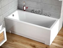 Besco Baignoire rectangulaire - 180 x 80 cm - sans Habillage - avec Pieds - Vidage Chrome - MODERN