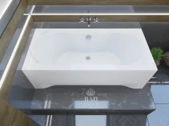 Baignoire D'Angle|Badland Baignoire rectangulaire 170 x 80 LONG acrylique blanc + avec Tablier + Pieds + Vidage à chromé