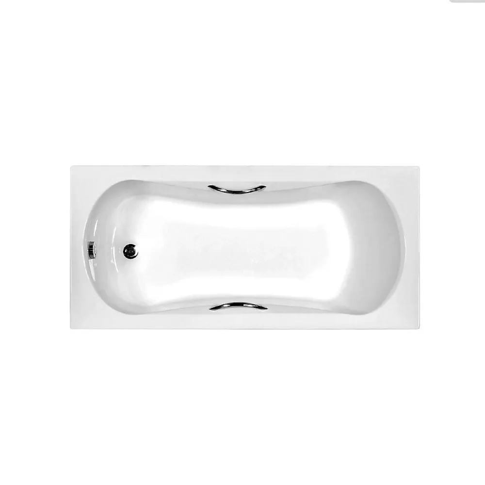 Baignoire Droite|Besco Baignoire rectangulaire - 170 x 70 cm - sans Habillage - avec Pieds - Poignées - Vidage Chrome - ARIA PLUS