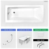 Besco Baignoire rectangulaire - 170 x 75 cm - avec Habillage - Pieds - Poignées - Repose-tête - Vidage Chrome - TALIA PREMIUM