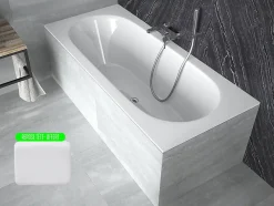 Besco Baignoire rectangulaire blanche à encastrer + repose tête - 180 x 80 cm - VITAE SLIM