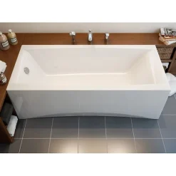 Baignoire Droite|Planète Bain Baignoire rectangulaire 160x75 cm VIRGO encastrable en acrylique + tablier central