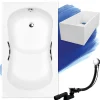Baignoire D'Angle|Badland Baignoire rectangulaire 120x70 ARIA REHAB acrylique blanc + Support stabilisateur en polystyrène + Poignées +Pieds+Vidage à chromé