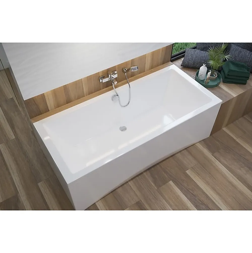 Baignoire Droite|Planète Bain Baignoire rectangulaire 150x75 cm INTRO à encastrer en acrylique + tablier central