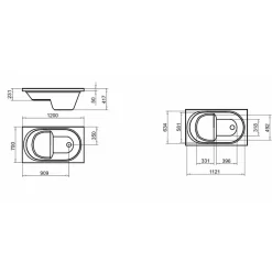 Baignoire Droite|Sanitaire Baignoire Sabot ASTOR-S 120x70 cm