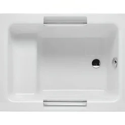 Baignoire Droite|Sanindusa Baignoire sabot siège moulé acrylique haute densité sur châssis métal Shortline 100x70 blanche