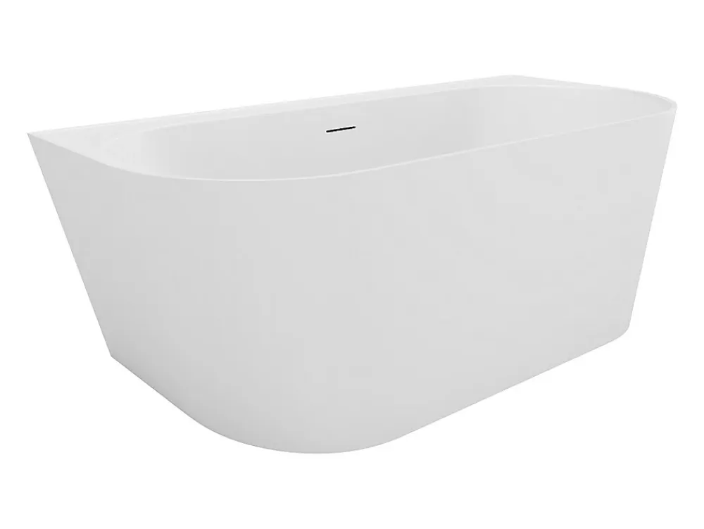 Baignoire Îlot|Vente-unique Baignoire semi îlot - 230 L - 160 x 75 x 58 cm - Blanc mat - Acrylique - AMOBIA