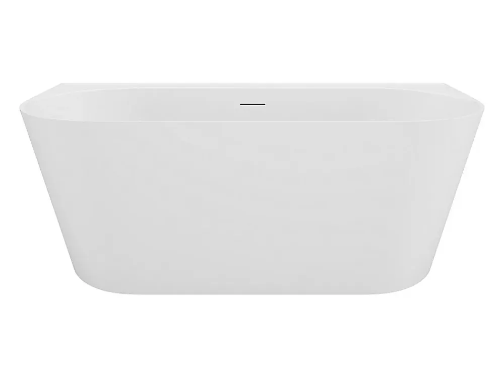 Baignoire Îlot|Vente-unique Baignoire semi îlot - 230 L - 160 x 75 x 58 cm - Blanc mat - Acrylique - AMOBIA