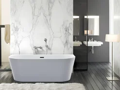 Baignoire Îlot|Vente-unique Baignoire semi îlot - 200L - 149,5 x 75 x 58 cm - Blanche - Acrylique - DIVINA
