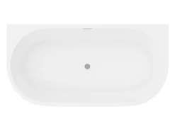 Vente-unique Baignoire semi îlot - 175L - 130 x 71,5 x 58 cm - Blanche - Acrylique - DIVINA