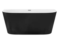 Baignoire Îlot|Vente-unique Baignoire semi îlot - 175L - 130 x 71,5 x 58 cm - Noir brillant - Acrylique - DIVINA