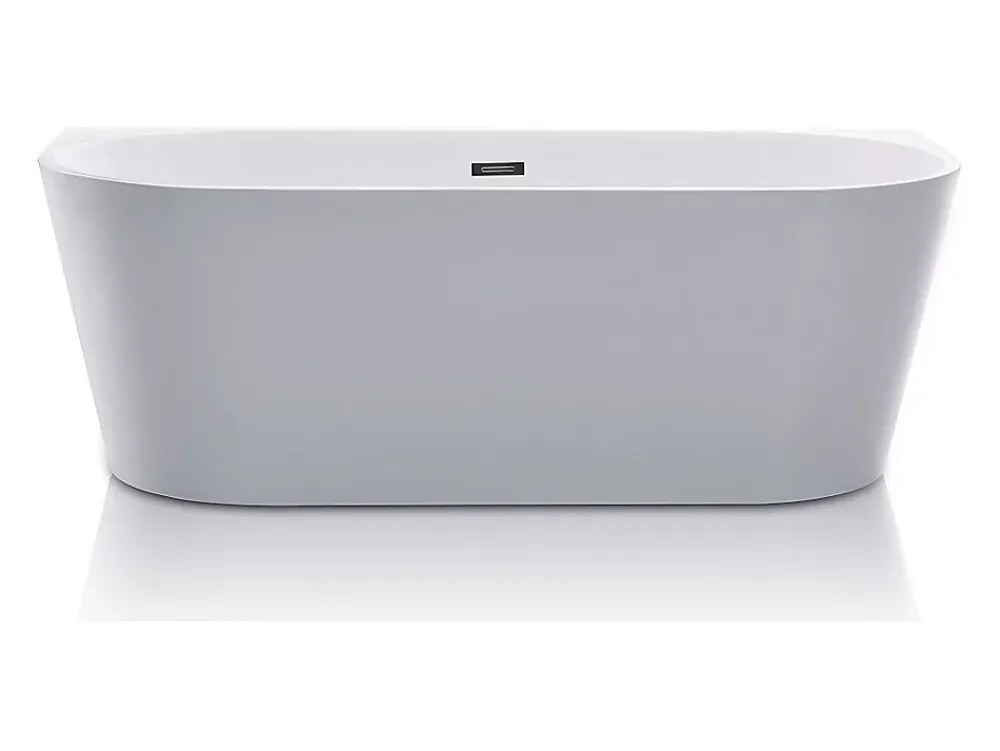 Baignoire Îlot|Vente-unique Baignoire semi îlot - 245L - 170 x 75 x 58 cm - Blanche - Acrylique - DIVINA
