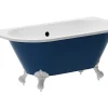 Baignoire Îlot|Vente-unique Baignoire semi îlot rétro avec pieds d'aigle - Bleu brillant - 154L - 150 x 74 x 61 cm - SPARUS