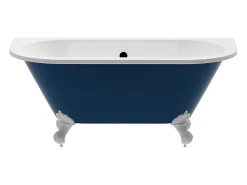 Baignoire Îlot|Vente-unique Baignoire semi îlot rétro avec pieds d'aigle - Bleu brillant - 154L - 150 x 74 x 61 cm - SPARUS