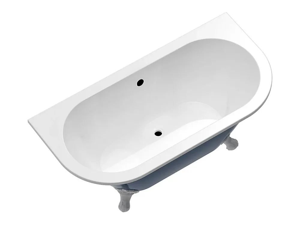 Baignoire Îlot|Vente-unique Baignoire semi îlot rétro avec pieds d'aigle - Bleu brillant - 154L - 150 x 74 x 61 cm - SPARUS