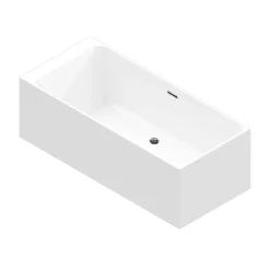 Baignoire Îlot|GoodHome Baignoire semi îlot 180x80 cm Bakor blanc