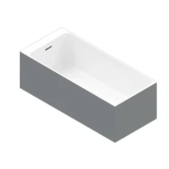 Baignoire Îlot|GoodHome Baignoire semi îlot 170x75 cm Bakor gris