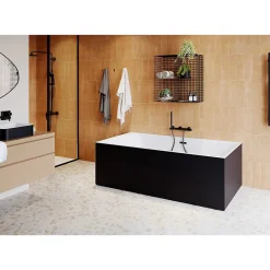GoodHome Baignoire semi îlot 180x80 cm Bakor noir
