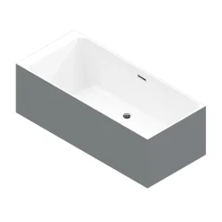 Baignoire Îlot|GoodHome Baignoire semi îlot 180x80 cm Bakor gris