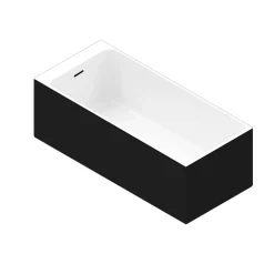 Baignoire Îlot|GoodHome Baignoire semi îlot 160x75 cm Bakor noir