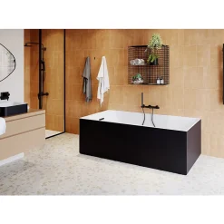 GoodHome Baignoire semi îlot 170x75 cm Bakor noir