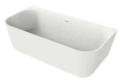 Baignoire Îlot|Poalgi Baignoire semi-ïlot blanche Solid Surface 170x86x50 cm - modèle MIZU