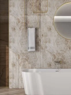 Baignoire Îlot|Poalgi Baignoire semi-ïlot blanche Solid Surface 170x86x50 cm - modèle MIZU