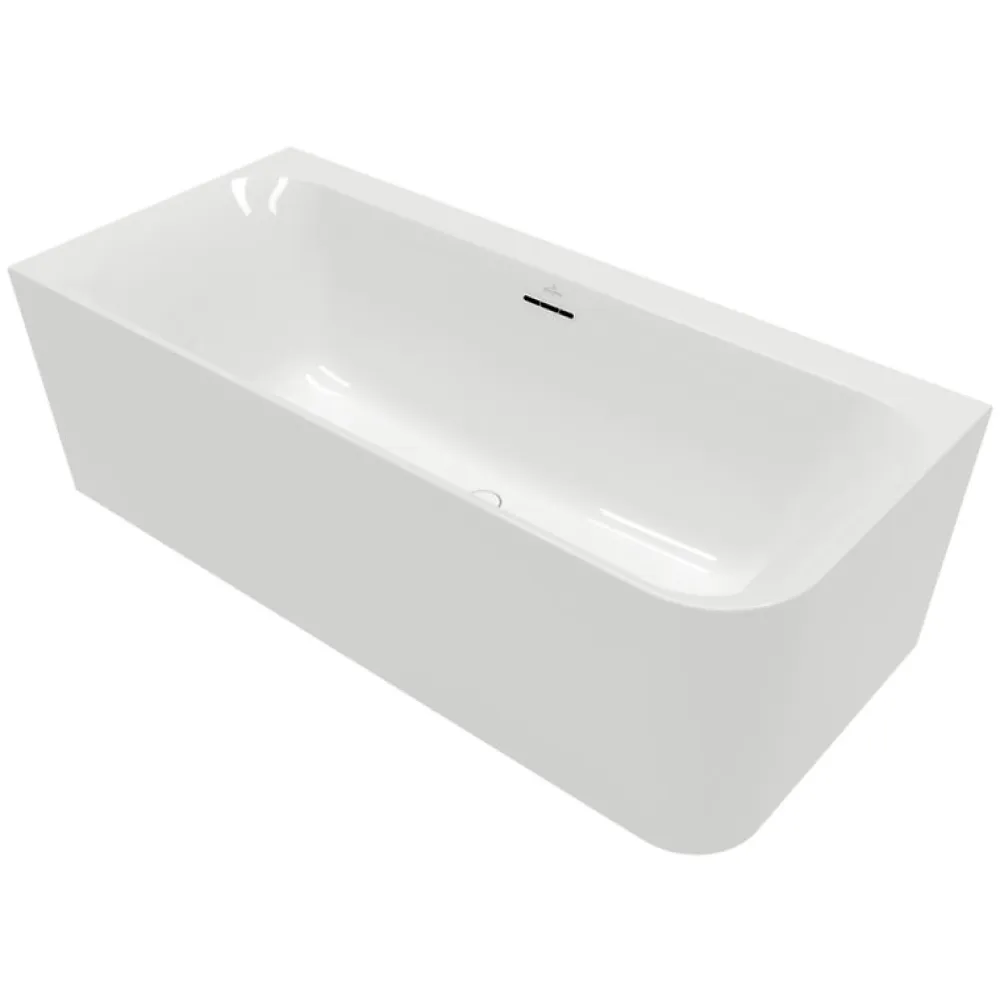 Baignoire D'Angle|Villeroy & Boch Baignoire semi-îlot d'angle Loop & Friends version gauche avec bonde et trop-plein blanc