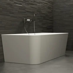 Spalina Baignoire semi-îlot murale Mint 160x75 cm, gris et blanc, by