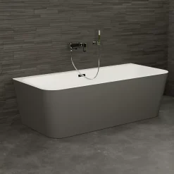 Spalina Baignoire semi-îlot murale Mint 160x75 cm, gris et blanc, by