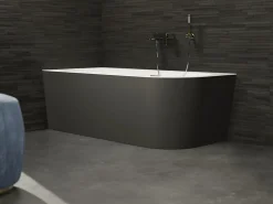 Baignoire Îlot|Spalina Baignoire semi-îlot murale CAPRI Noire Mate Gauche 170x76cm, by