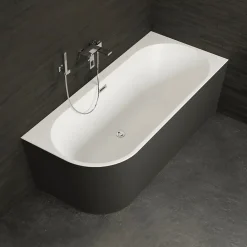 Spalina Baignoire semi-îlot murale CAPRI 160 Droite Noire L. 160 x l. 76 cm, by