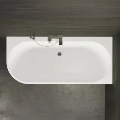 Spalina Baignoire semi-îlot murale CAPRI 160 Droite Noire L. 160 x l. 76 cm, by