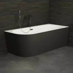 Spalina Baignoire semi-îlot murale CAPRI 160 Droite Noire L. 160 x l. 76 cm, by