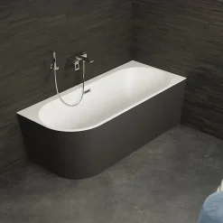 Spalina Baignoire semi-îlot murale CAPRI 160 Droite Noire L. 160 x l. 76 cm, by