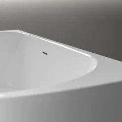 Baignoire Îlot|Bernstein Baignoire semi-îlot murale Acrylique Moderne pour Salle de Bain avec Bonde et trop plein - Blanc Brillant - 170x75x60cm - LENA